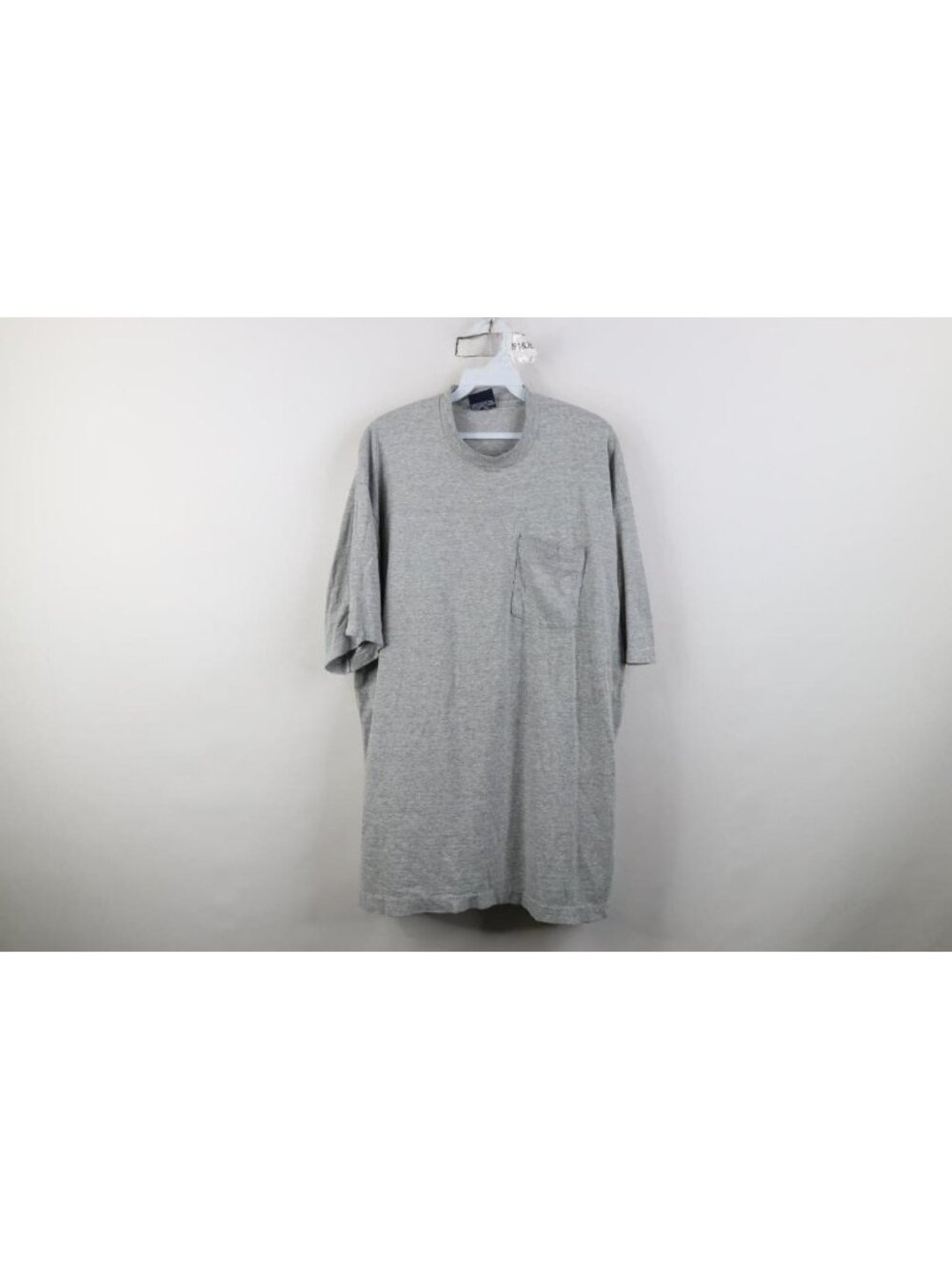 Vintage 90s Streetwear Mens 2XL Distressed Blank Pocket T-Shirt Heather Gray USA